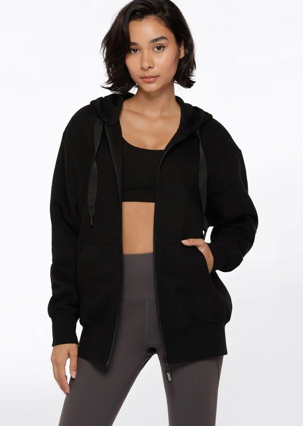 Fleece Zip Through Hoodie - Black - Sare StoreLorna JaneJacket