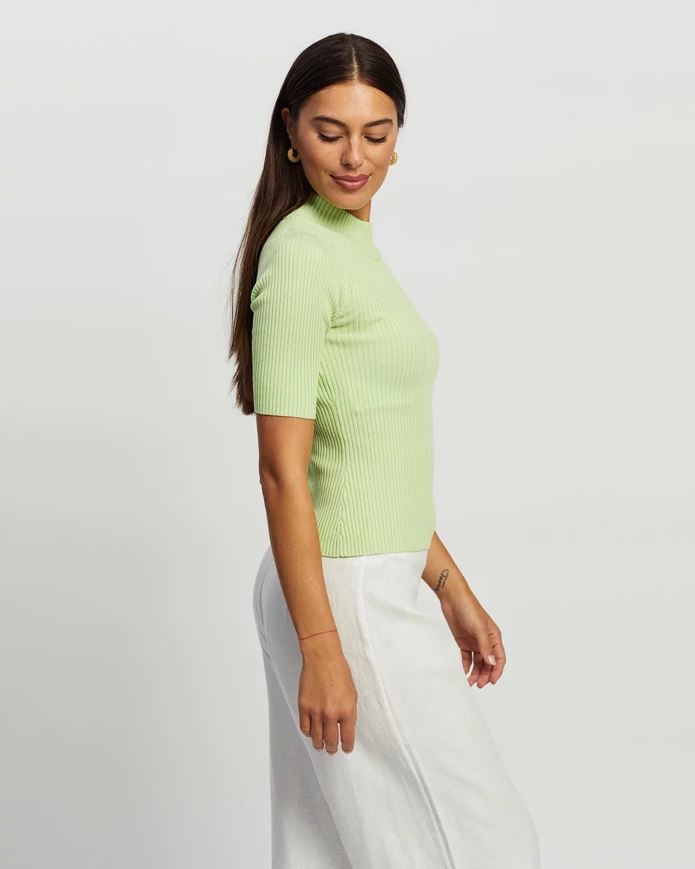 Gena Rib Top- Lime - Sare StoreWhite by FTLTops