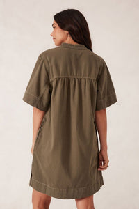 Half Placket Tunic Dress - Soft Olive Twill - Sare StoreCeres LifeDress