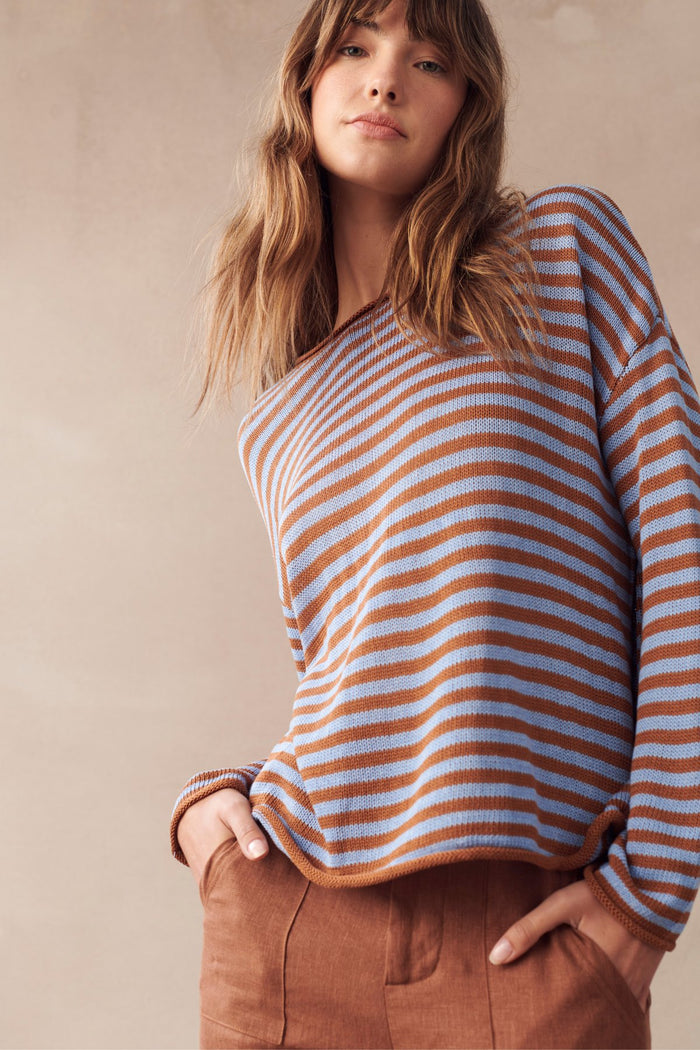 Isa Stripe Knit Top - Rust/Blue - Sare StoreLittle LiesKnit