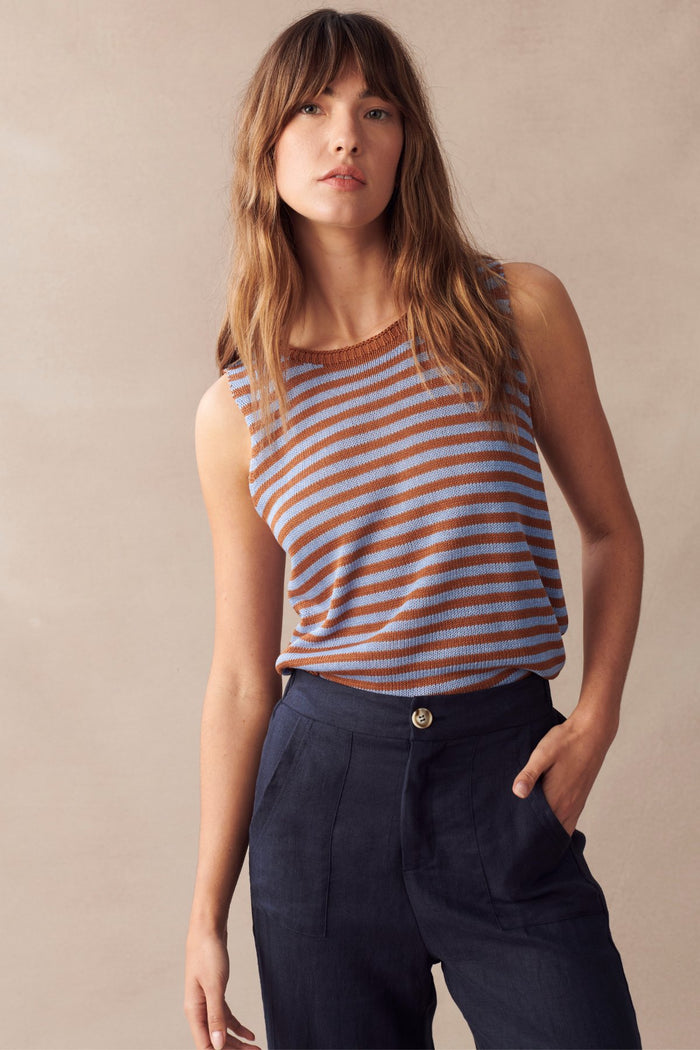 Isa Stripe Tank - Rust/Blue - Sare StoreLittle LiesTops