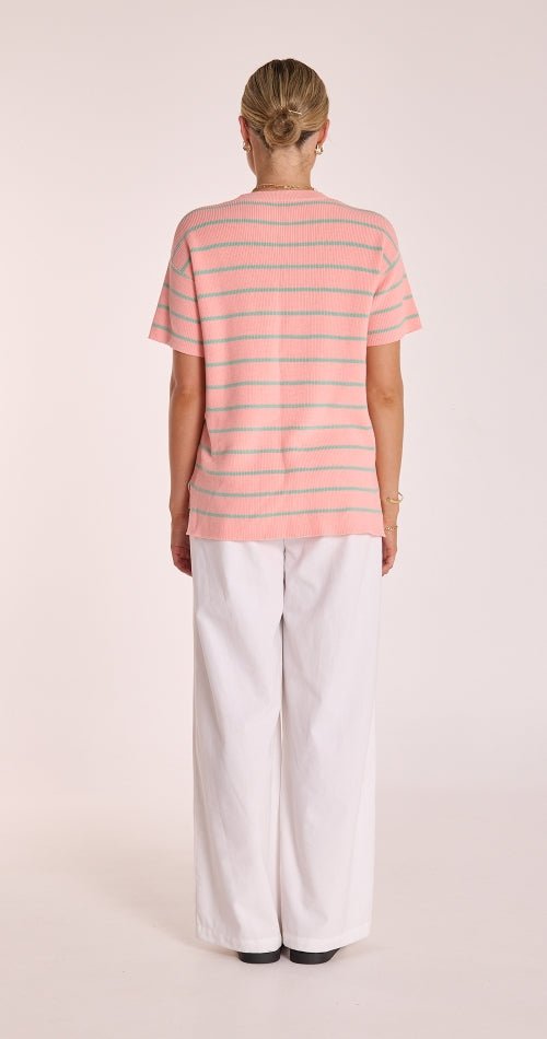 Jasper Knitted Tee - Peach Mint Stripe - Sare StoreFeather and NoiseTee