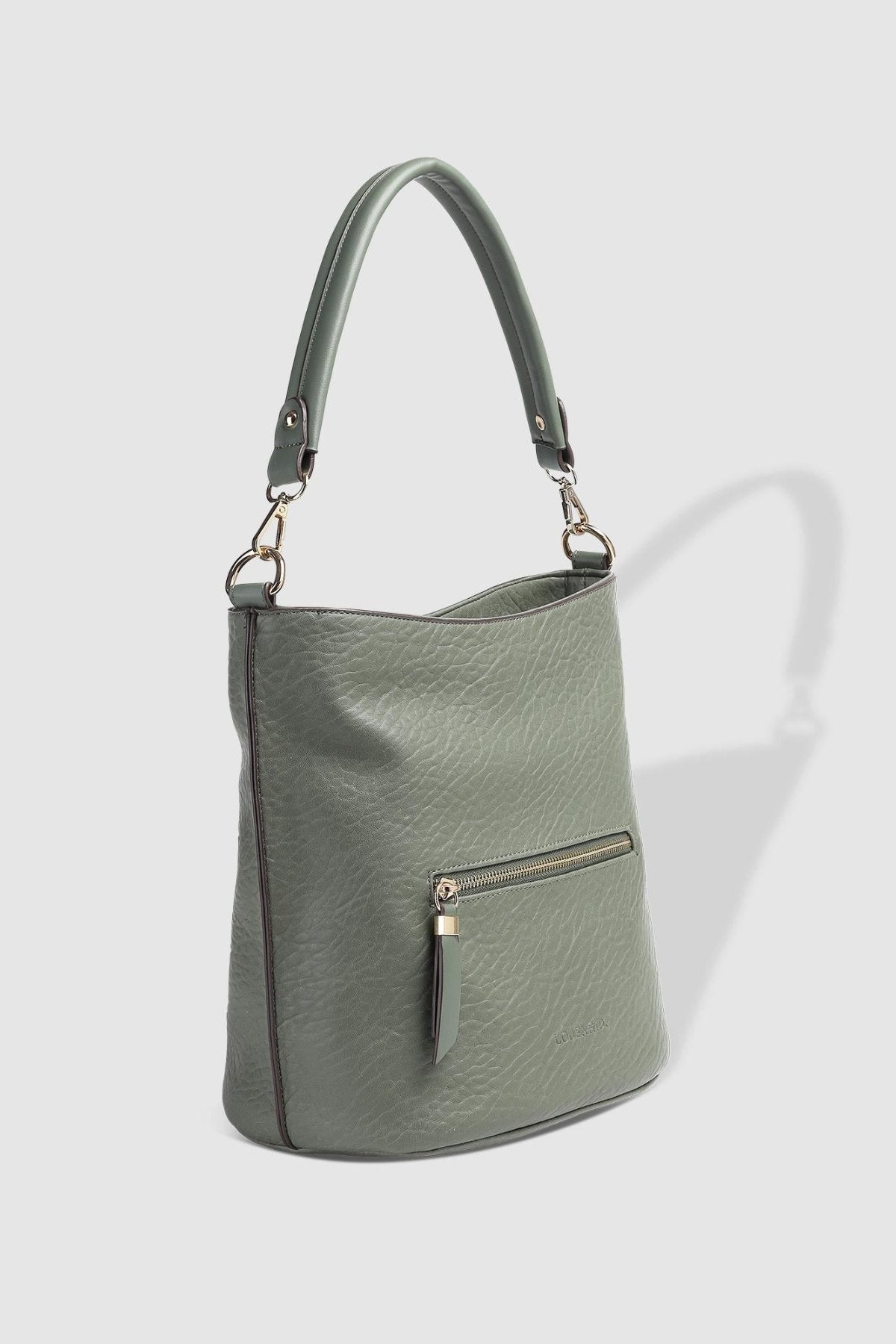 Juno Handbag With Logo Strap - Khaki - Sare StoreLouenhideHandbag