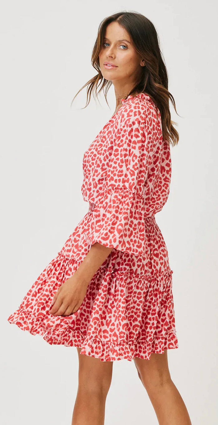 Kahlo Mini Dress Berry Leopard - Sare StoreCartel & WillowDress