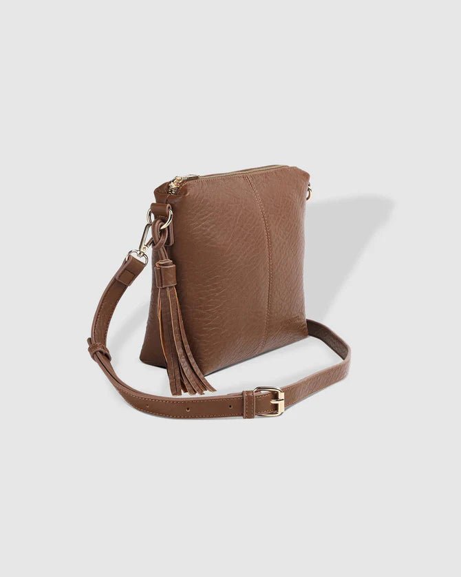 Kasey Textured Crossbody Bag with Logo Strap - Cocoa - Sare StoreLouenhideHandbag