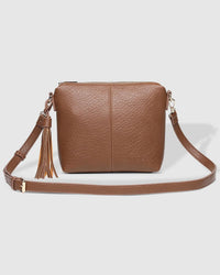 Kasey Textured Crossbody Bag with Logo Strap - Cocoa - Sare StoreLouenhideHandbag