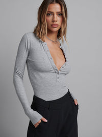 Lara Bodysuit - Grey Marle - Sare StoreBayse BrandBodysuit