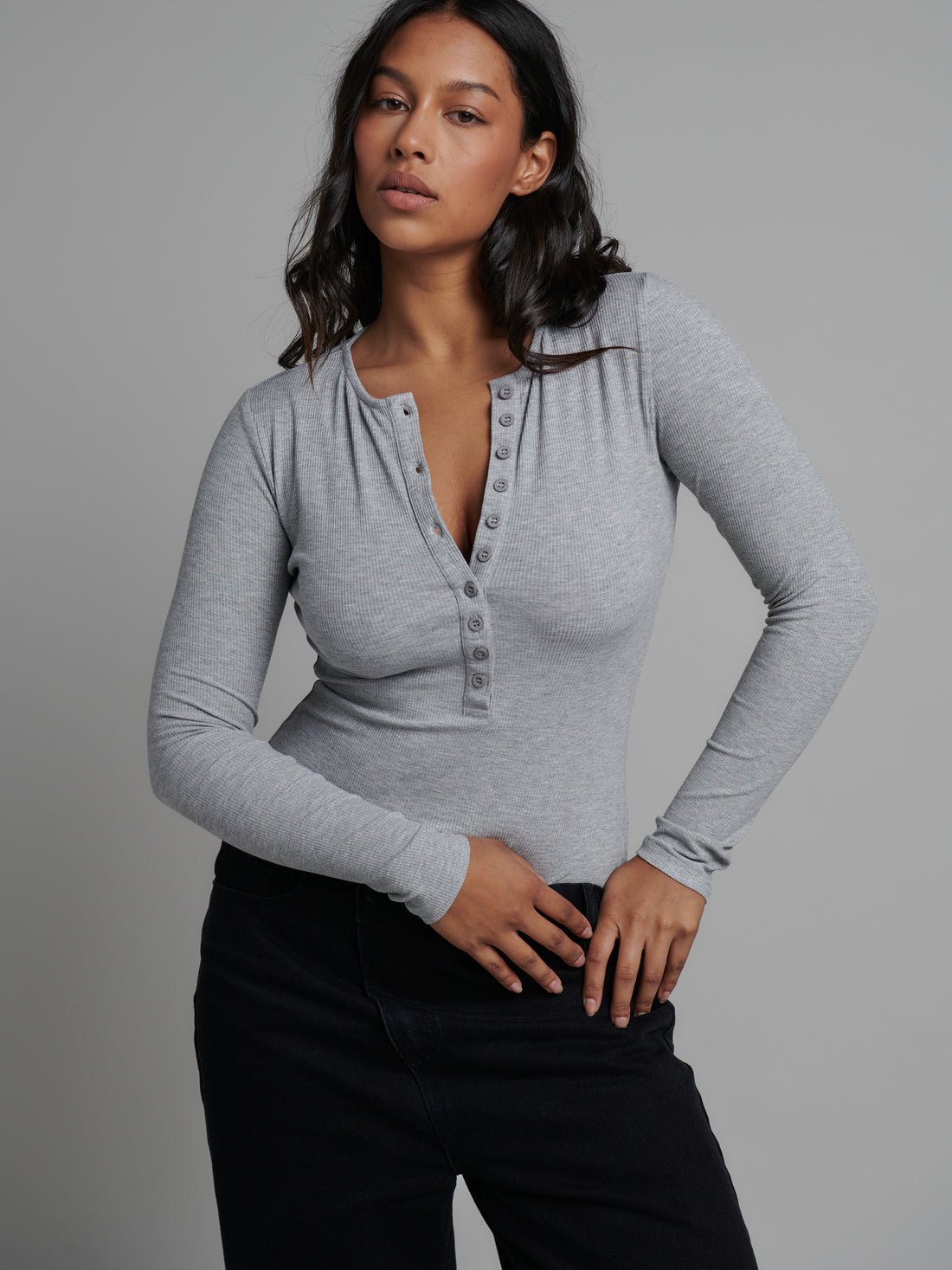 Lara Bodysuit - Grey Marle - Sare StoreBayse BrandBodysuit