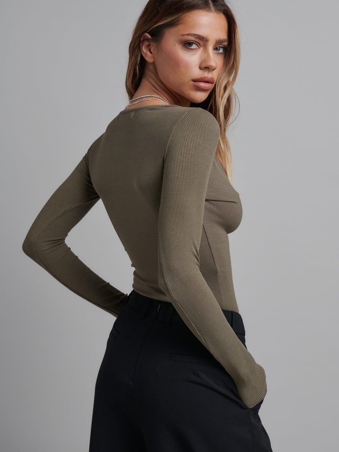 Lara Bodysuit - Khaki - Sare StoreBayse BrandTops