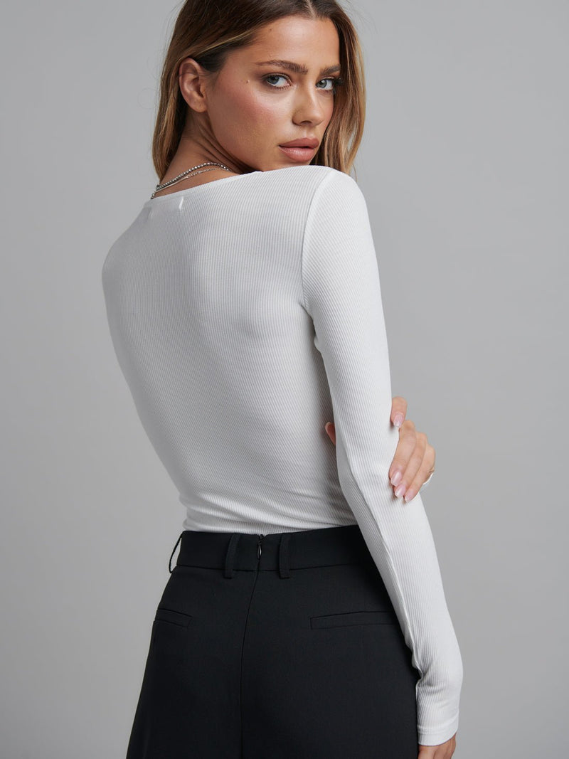 Lara Bodysuit - White - Sare StoreBayse BrandBodysuit
