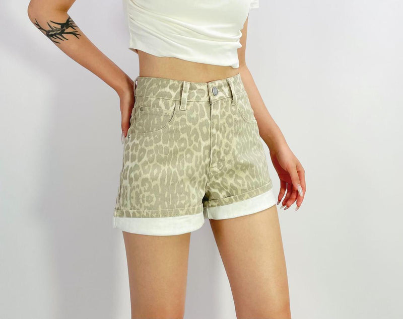 Latte Leopard Denim Shorts - Sare StoreCountry DenimShorts