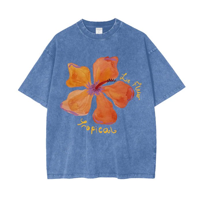 Le Fleur Tropical - Acid Wash Oversize T-Shirt - Light Blue - Sare StoreMaku The LabelTee