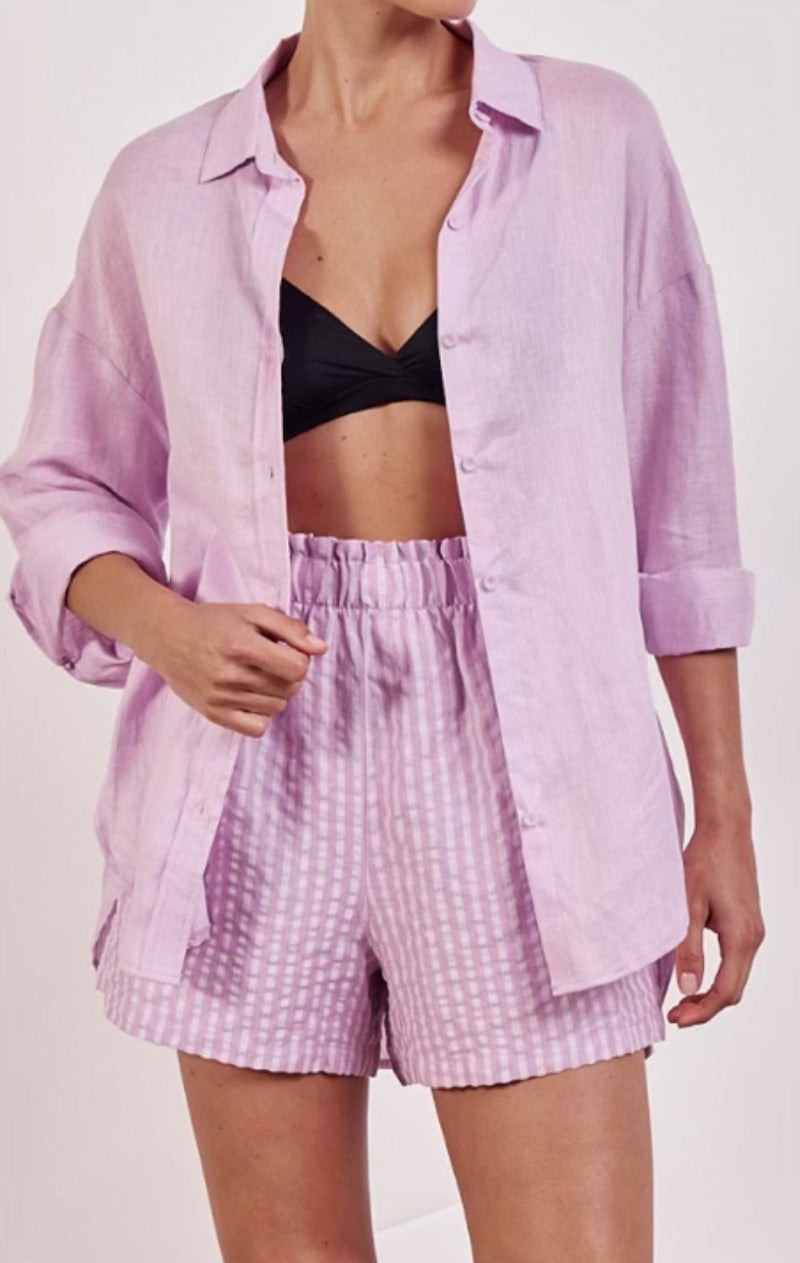 Lilac Linen Boyfriend Shirt - Sare StoreLittle LiesShirts