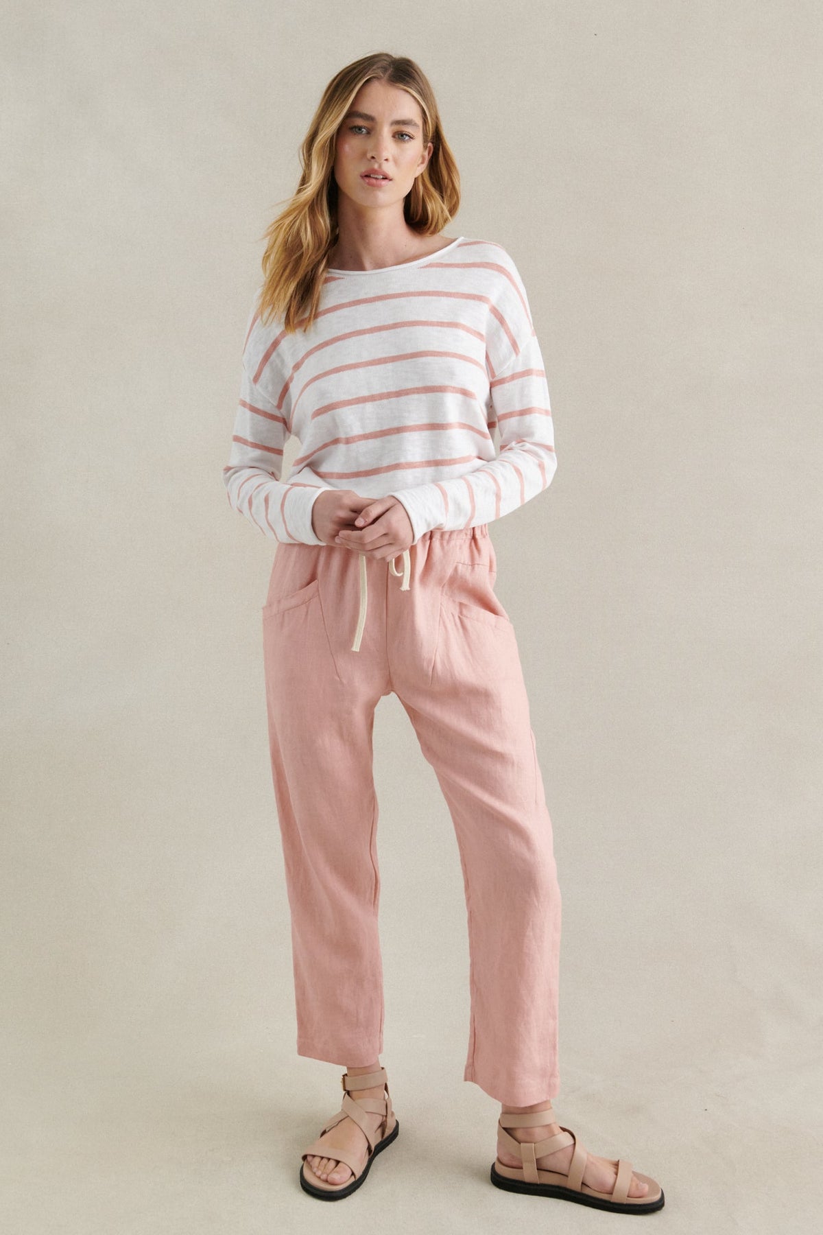 Linen Luxe Pants - Peach - Sare StoreLittle Lieslinen pants