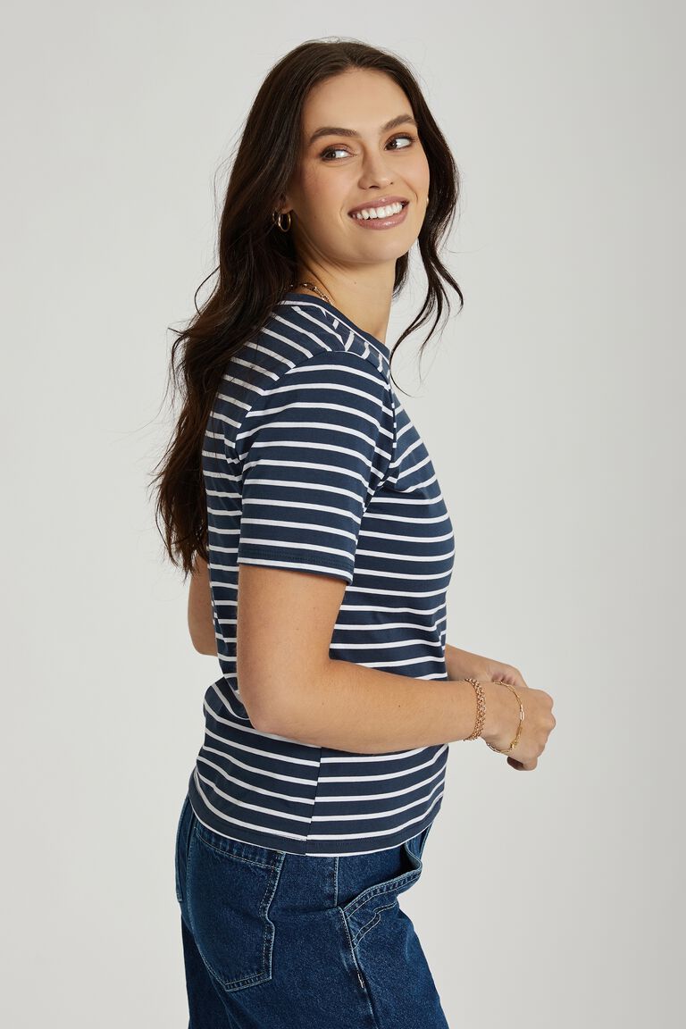 Little Tee In Organic Cotton - White/Navy Stripe - Sare StoreCeres LifeT-shirt