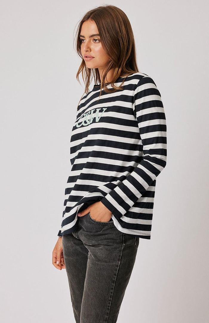 Lola Long Sleeve Top - Black/White Stripe - Sare StoreCartel & WillowTops