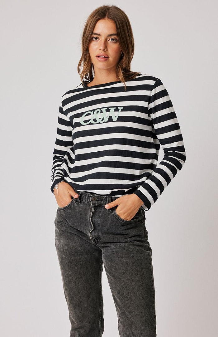 Lola Long Sleeve Top - Black/White Stripe - Sare StoreCartel & WillowTops