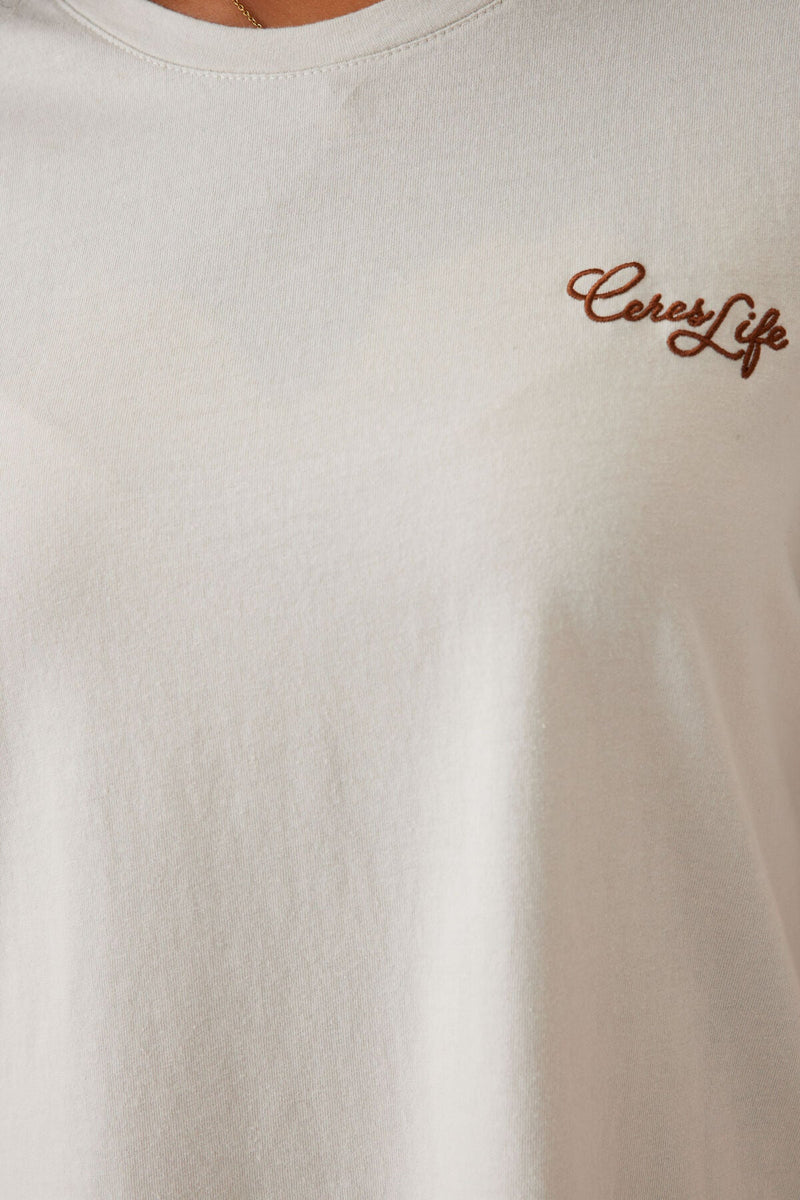 Longline Step Hem Tee - Almond/Ceres Life Script - Sare StoreCeres LifeT-shirt