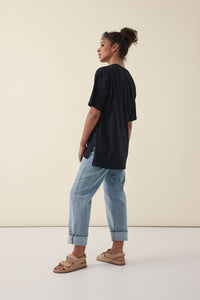 Longline Step Hem Tee - Black - Sare StoreCeres LifeT-shirt