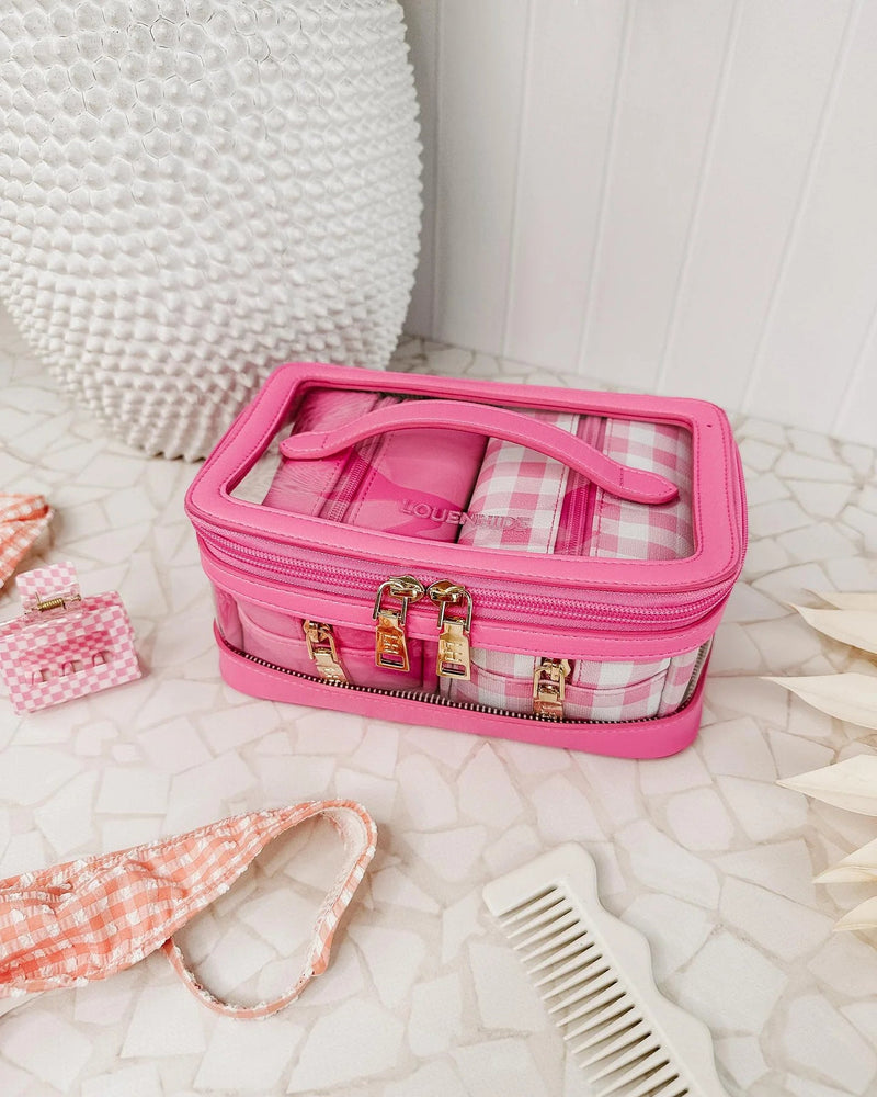 Louenhide Jemima Pink Gingham Cosmetic Bag Set - Sare StoreLouenhidecosmetic bag