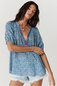 Love Jetty Short Sleeve Blouse - Blue Nirvana - Sare StoreSPELLBlouse