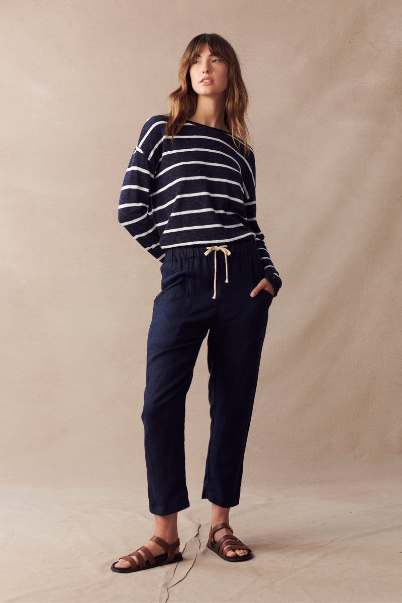 Luxe Linen Pants - Navy - Sare StoreLittle Lieslinen pants