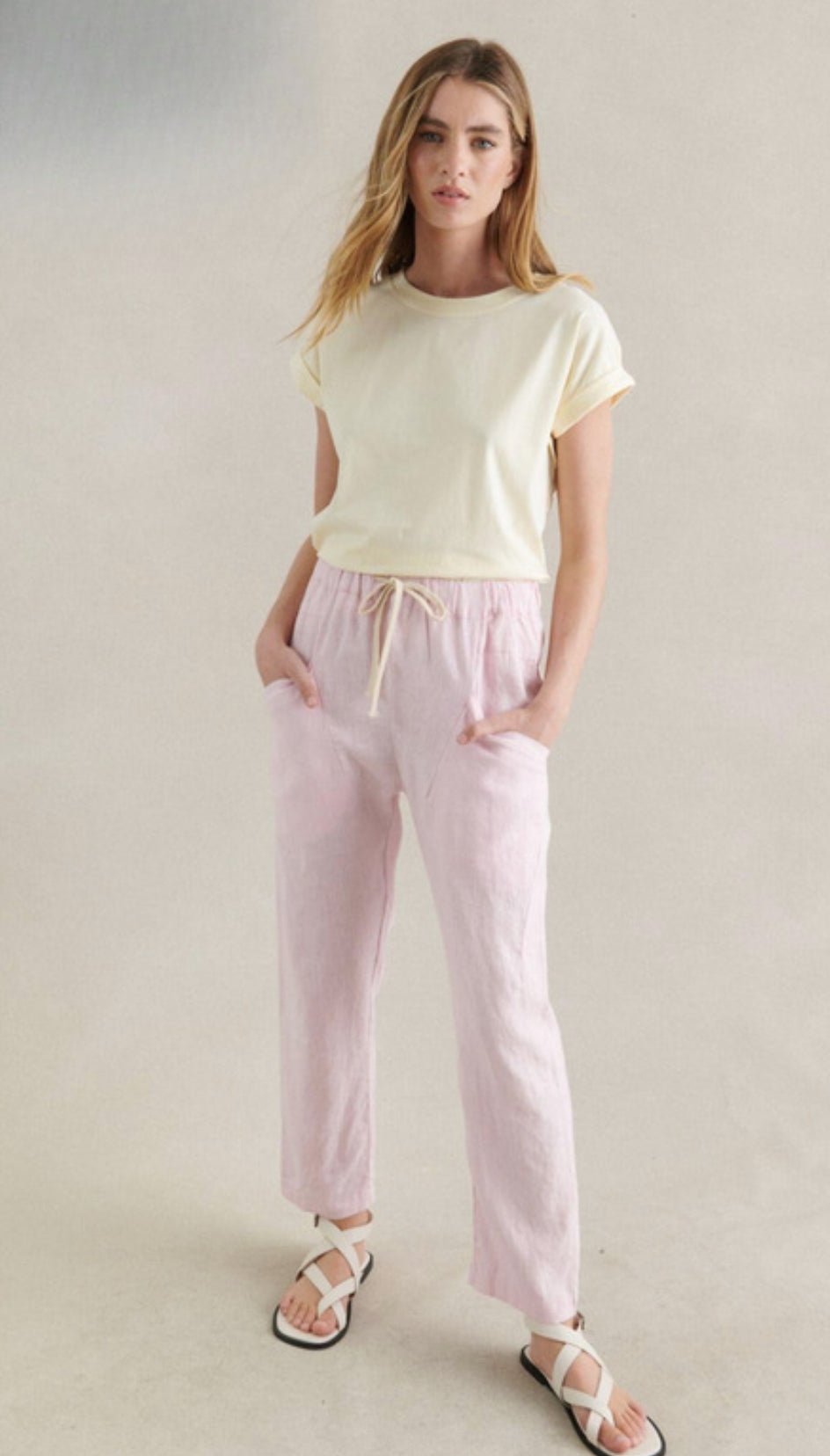 Luxe Linen Pants - Pale Pink - Sare StoreLittle Lies