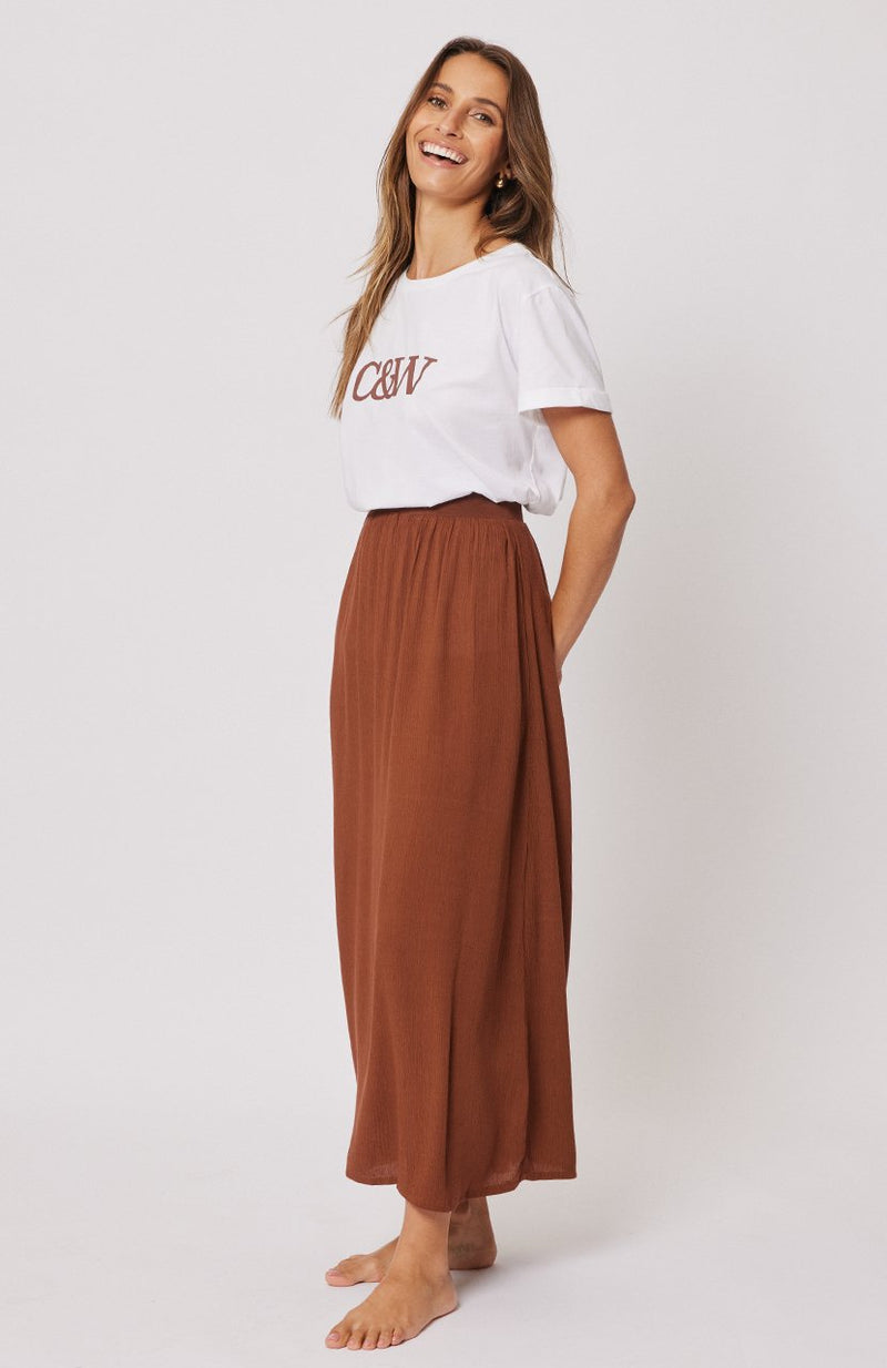 Marina Maxi Skirt - Chocolate Crinkle - Sare StoreCartel & WillowSkirt