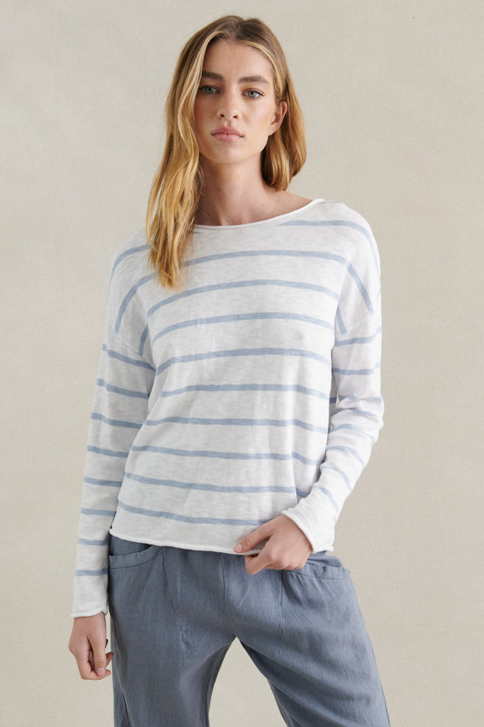 Minnie Top - White/Blue Stripe - Sare StoreLittle LiesKnit