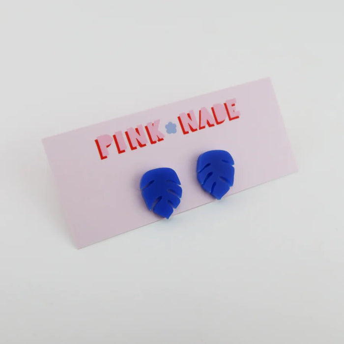 Monstera Leaf Statement Stud Earrings - Blue - Sare StorePink NadeEarrings