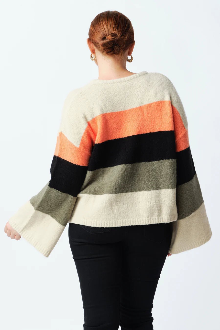 Mylo Stripe Knit Jumper - Cream / Orange / Black / Olive - Sare StoreApero LabelKnit