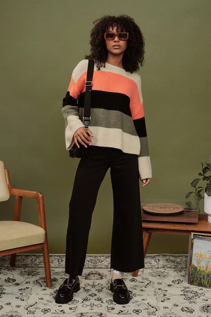 Mylo Stripe Knit Jumper - Cream / Orange / Black / Olive - Sare StoreApero LabelKnit