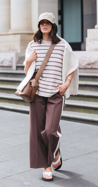 Noah Cropped Pant - Chocolate Cream Stripe - Sare StoreFeather and NoisePants