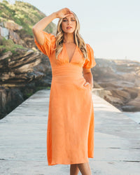 Orange Linen Dress - Sare StoreEbby and IDress