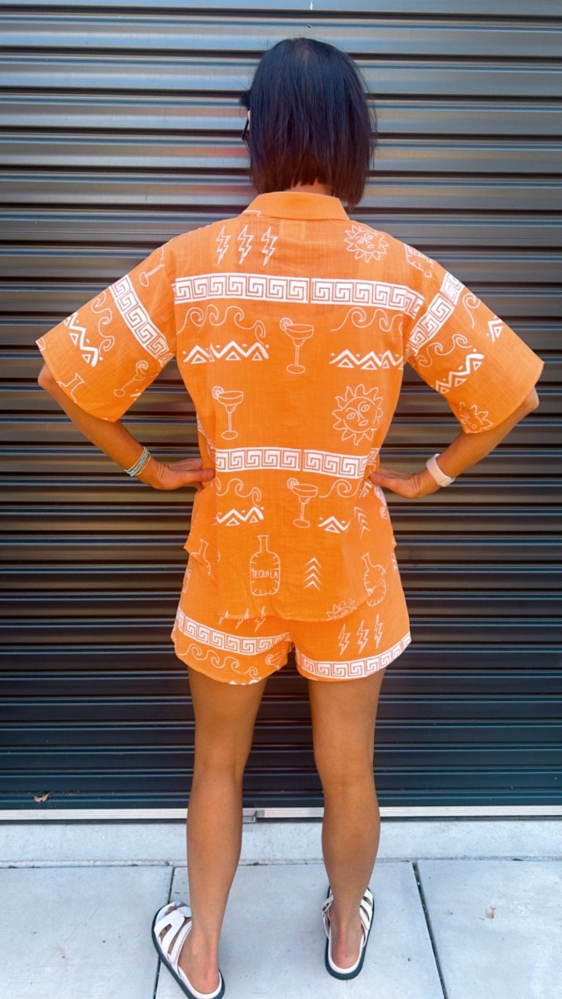 Orange/White Greek Tequila Short Set - Sare StoreBy FrankieSet