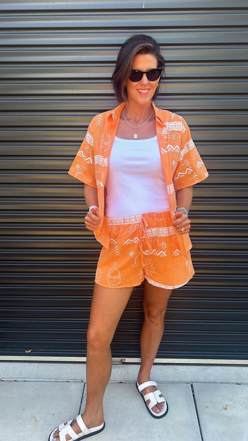 Orange/White Greek Tequila Short Set - Sare StoreBy FrankieSet