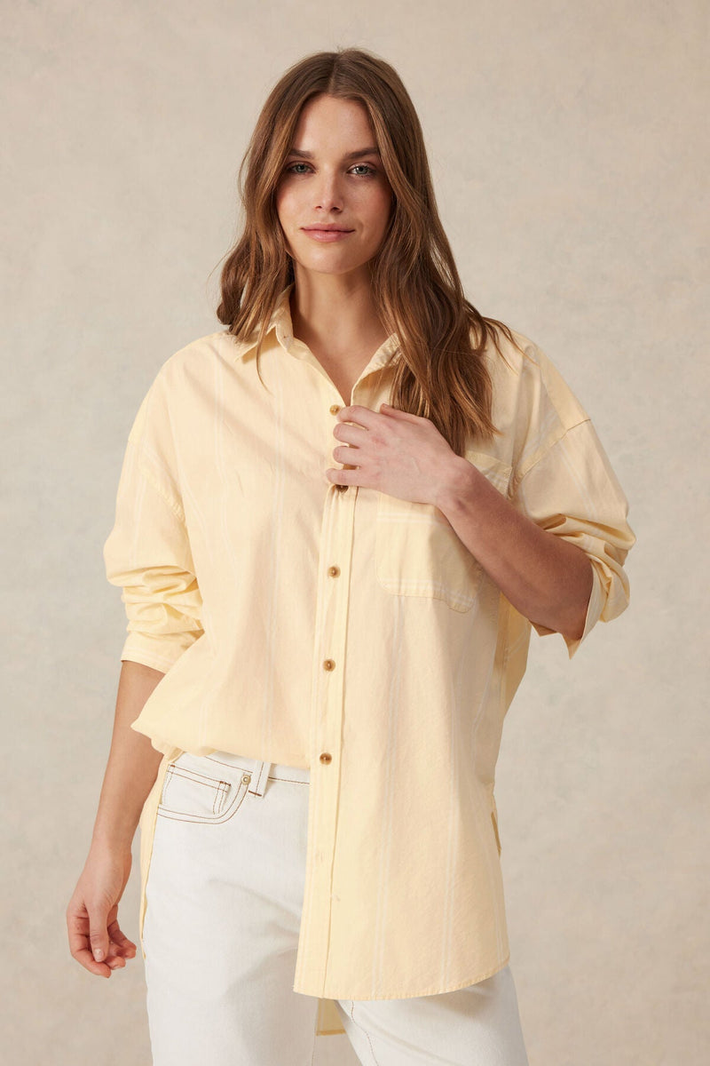 Oversized Poplin Shirt Butter White Stripe - Sare StoreCeres LifeShirt