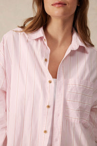 Oversized Poplin Shirt Iced Pink/White/Red Stripe - Sare StoreCeres LifeShirt