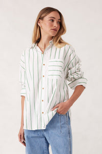 Oversized Shirt - Grass Fine Twin Stripe - Sare StoreCeres Life