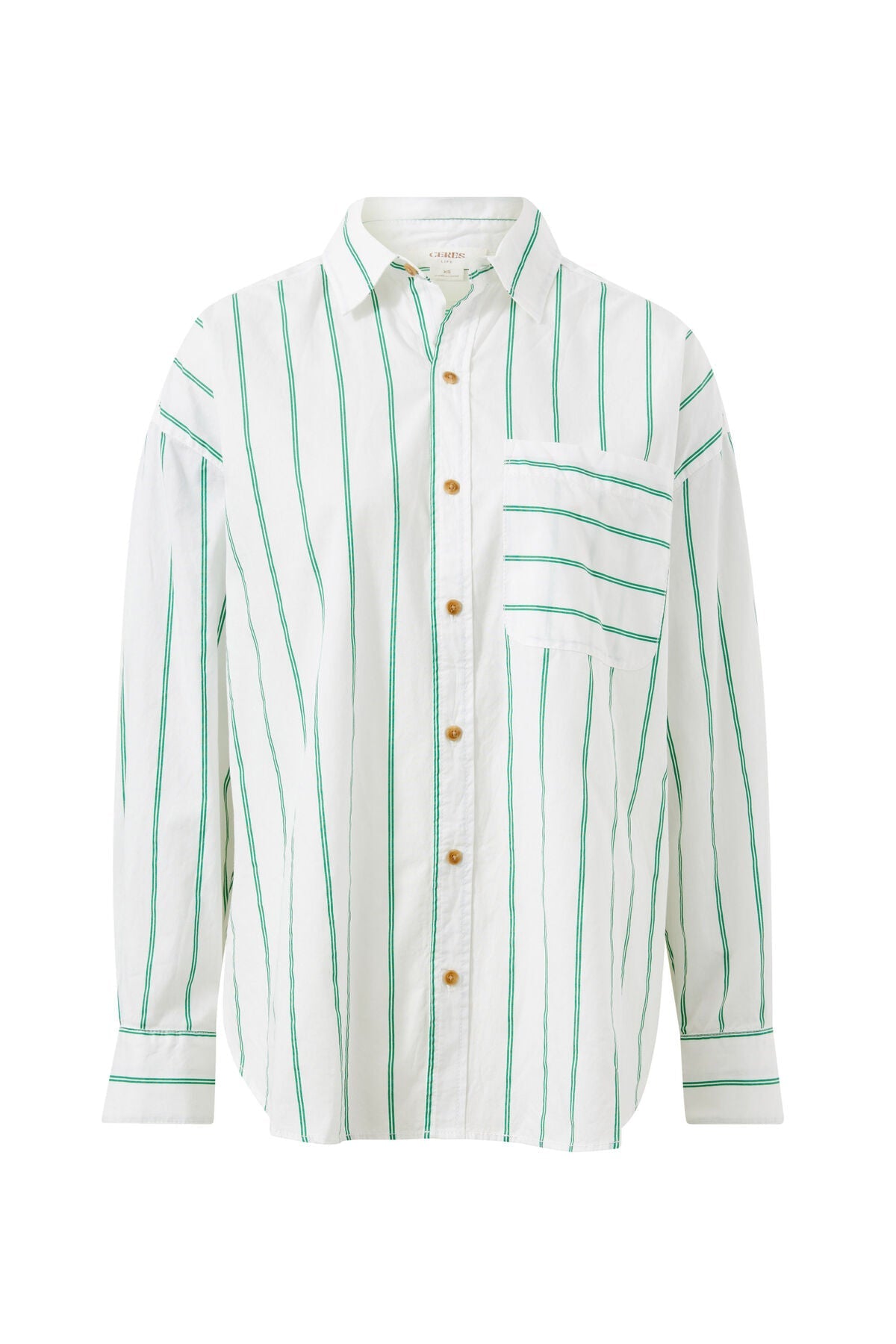 Oversized Shirt - Grass Fine Twin Stripe - Sare StoreCeres Life