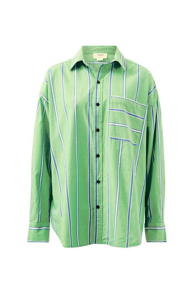 Oversized Shirt - Grass/Green & Oxford Blue Stripe - Sare StoreCeres LifeOversized Shirt