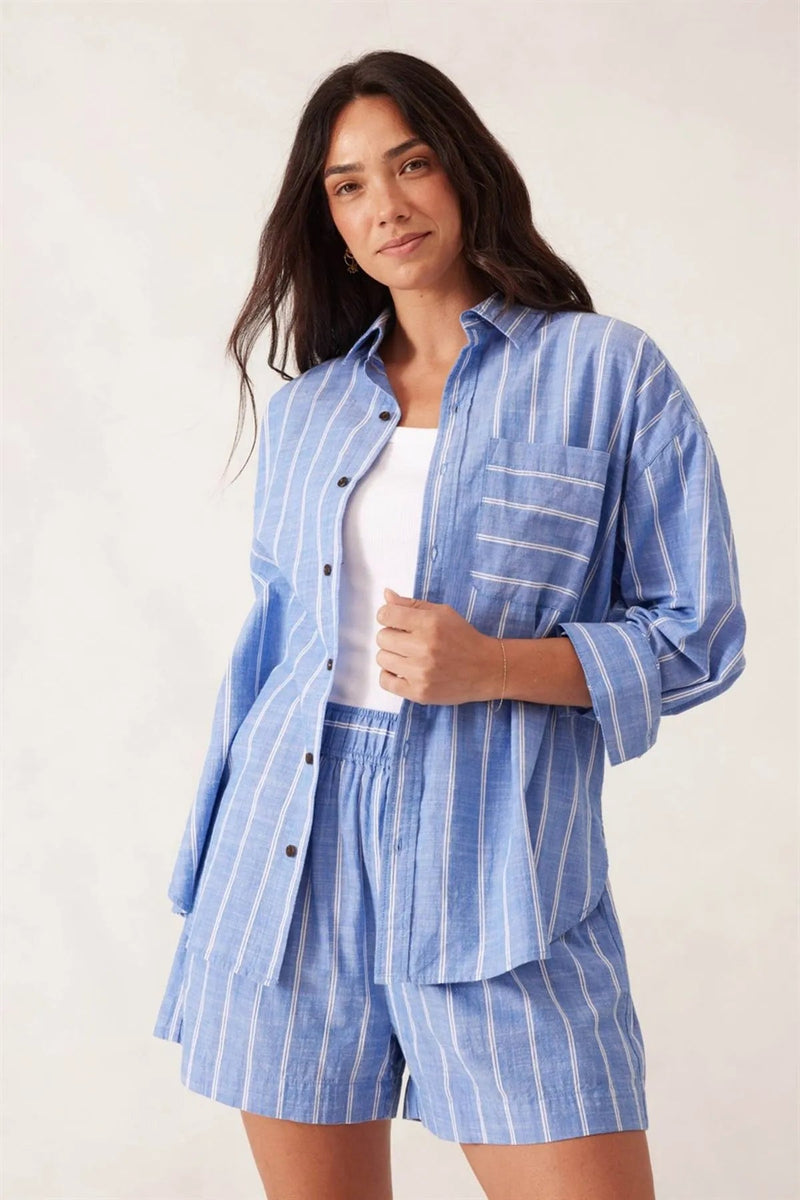 Oversized Shirt - Oxford Blue & White Twin Stripe - Sare StoreCeres LifeOversized Shirt