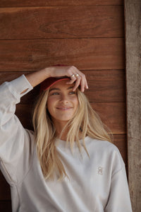 Oversized Slouchy Crew - Almond Small Logo - Sare StoreCeres LifeJumper