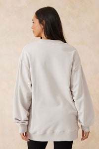 Oversized Slouchy Crew - Almond Small Logo - Sare StoreCeres LifeJumper