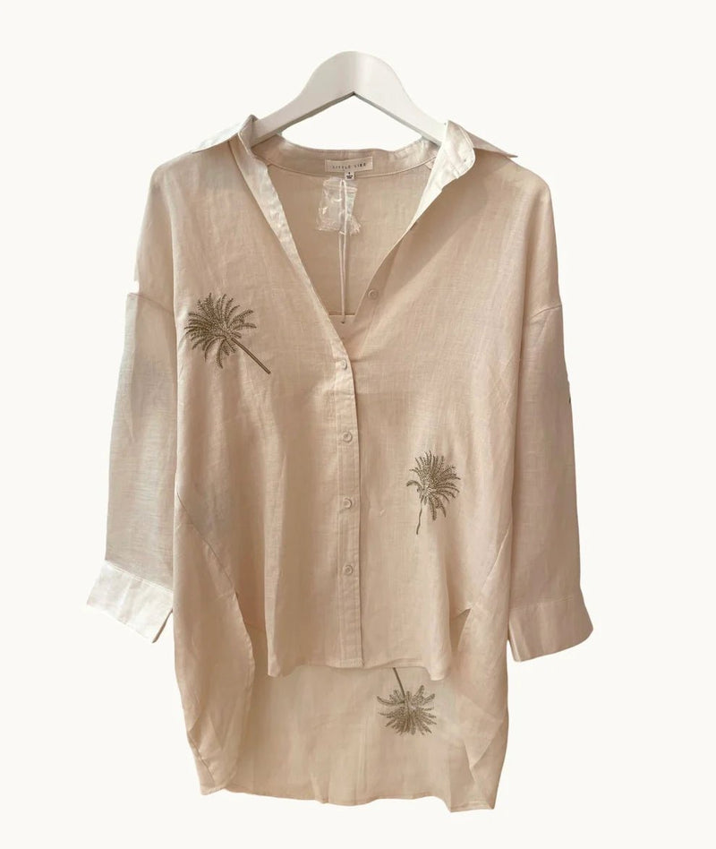 Palm Embroidered Shirt – Beige - Sare StoreLittle LiesShirt