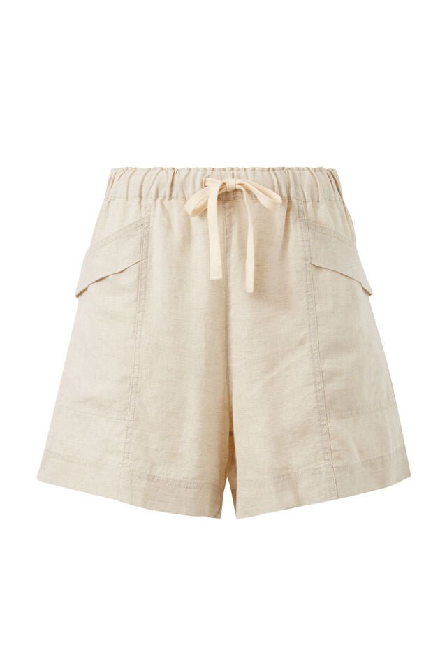 Panelled Pull On Short - Natural Linen - Sare StoreCeres LifeShorts