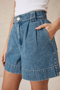 Pleat Front Short - Fresh Indigo Denim - Sare StoreCeres LifeShorts