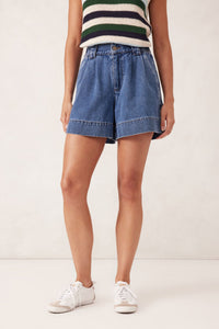 Pleat Front Short - Washed Indigo - Sare StoreCeres LifeShorts