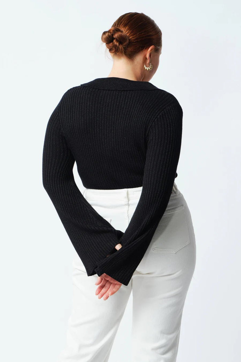 Quinn Long Sleeve Knit Top - Black Metallic - Sare StoreApero LabelKnit