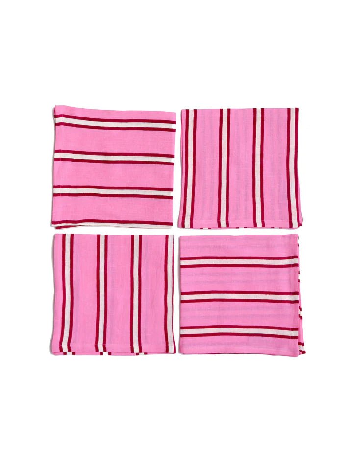 Raspberry Stripe Napkin Set of 4 - Sare StoreMosey MeNapkins